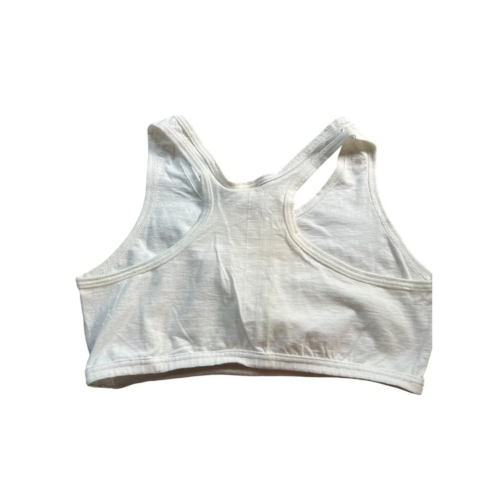 Vintage Jockey For Her White Cotton Racerback Sport Top Bralette XL Made in USA